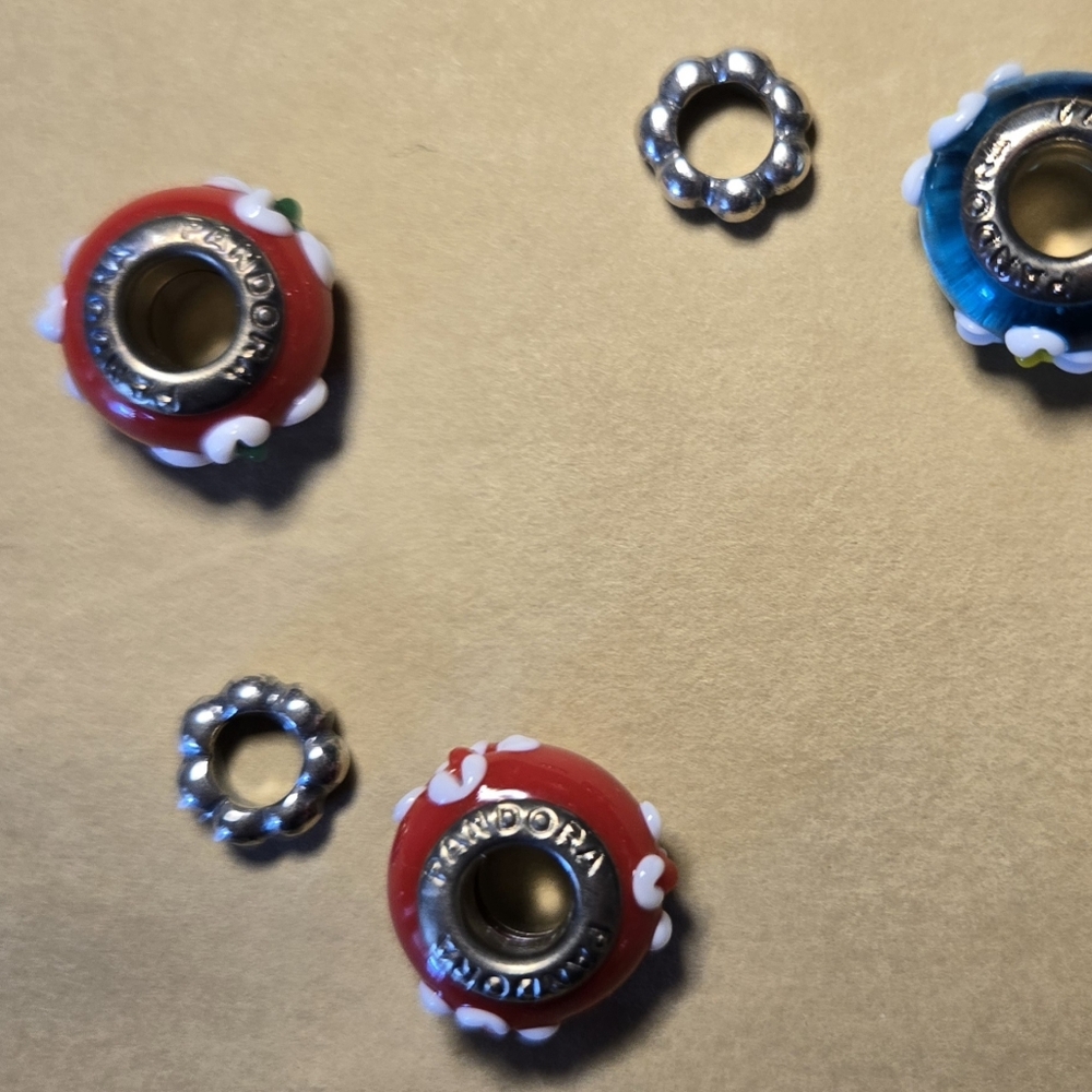 Pandora Murano glass charm beads and sterling silver spacers. Retired - Picture 10 of 16
